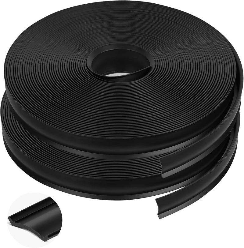 phepetroll 2 Roll RV Trim Molding Insert, 7/8IN x 100 FT Heavy Duty RV TPE Trim Molding Weather Stripping Exterior Replacement, Screw Cover Corner for Camper Travel Trailer Boat Channel (Black, Total 200 FT) - Image 1